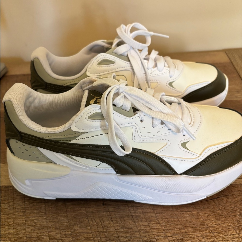 White and Green PUMA Sneakers